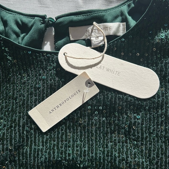 Anthropologie Dark Green Sequin Blouse - Picture 4 of 13
